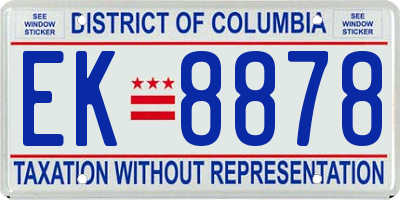 DC license plate EK8878