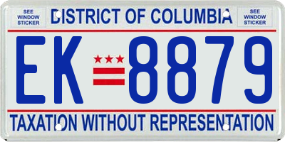 DC license plate EK8879