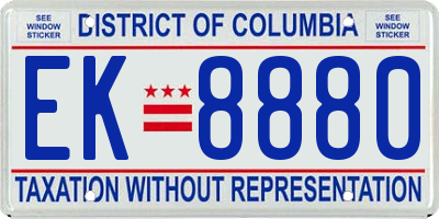 DC license plate EK8880