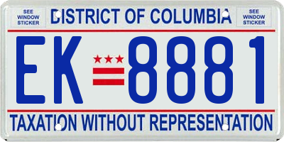 DC license plate EK8881