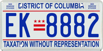 DC license plate EK8882