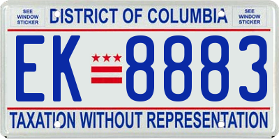 DC license plate EK8883