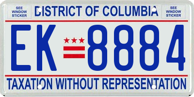 DC license plate EK8884