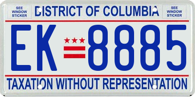 DC license plate EK8885