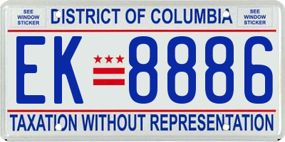 DC license plate EK8886