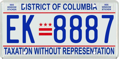 DC license plate EK8887