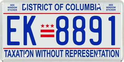 DC license plate EK8891