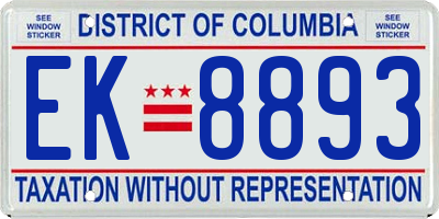 DC license plate EK8893