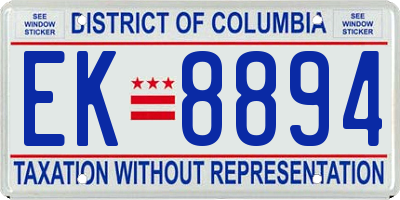 DC license plate EK8894