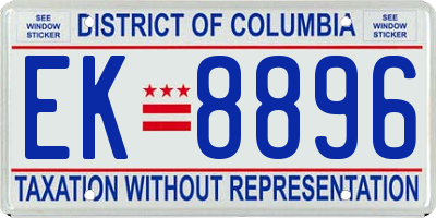 DC license plate EK8896