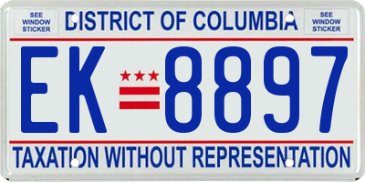 DC license plate EK8897