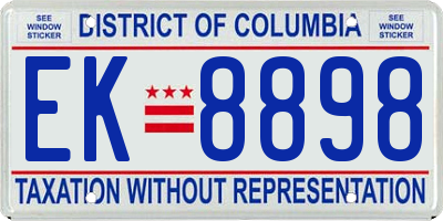 DC license plate EK8898