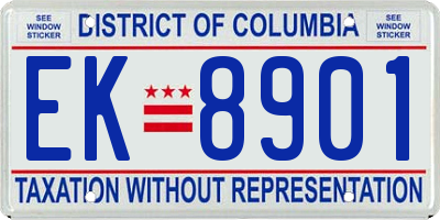 DC license plate EK8901