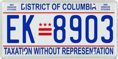 DC license plate EK8903