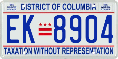 DC license plate EK8904