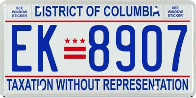 DC license plate EK8907