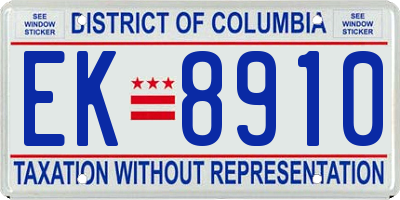 DC license plate EK8910