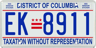 DC license plate EK8911