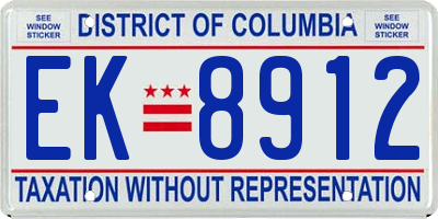 DC license plate EK8912