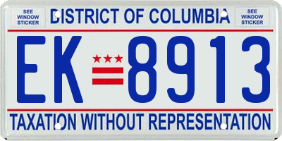 DC license plate EK8913