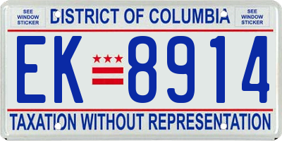 DC license plate EK8914