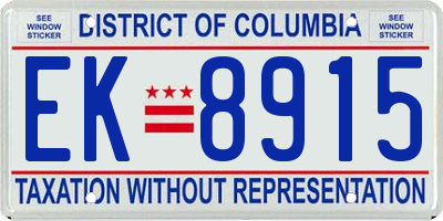 DC license plate EK8915