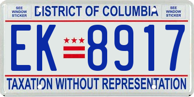 DC license plate EK8917