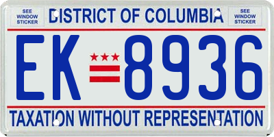 DC license plate EK8936