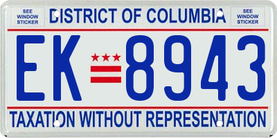 DC license plate EK8943