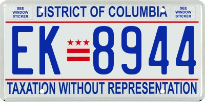 DC license plate EK8944