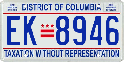 DC license plate EK8946