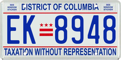 DC license plate EK8948