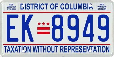 DC license plate EK8949