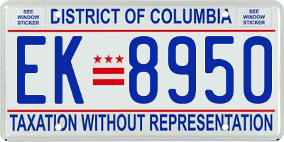 DC license plate EK8950