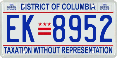 DC license plate EK8952