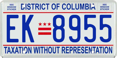 DC license plate EK8955