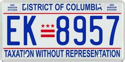 DC license plate EK8957