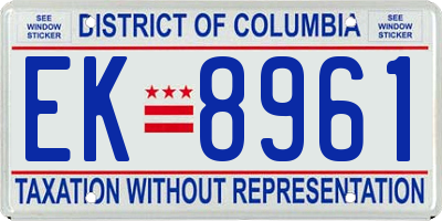 DC license plate EK8961