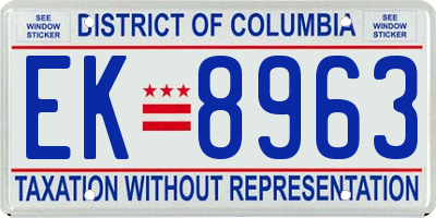 DC license plate EK8963