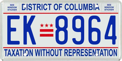 DC license plate EK8964