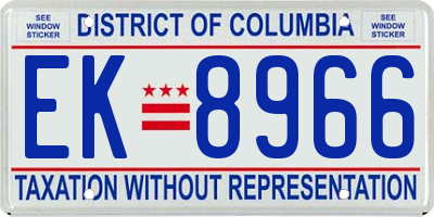 DC license plate EK8966