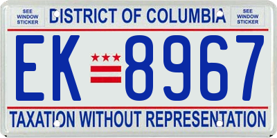 DC license plate EK8967