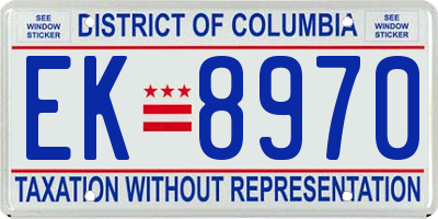 DC license plate EK8970