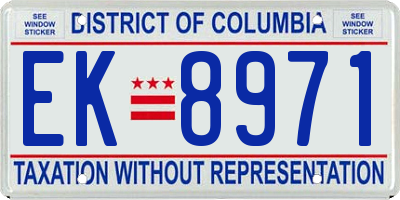 DC license plate EK8971