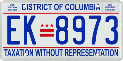 DC license plate EK8973