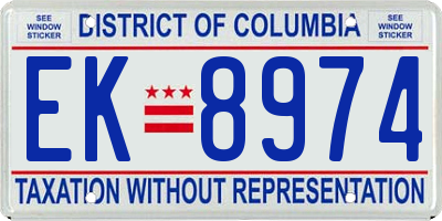 DC license plate EK8974