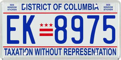 DC license plate EK8975