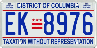 DC license plate EK8976