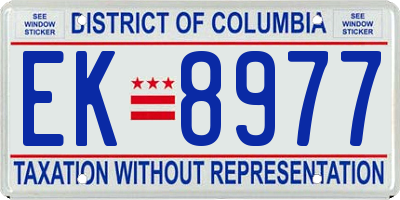 DC license plate EK8977