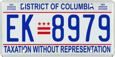 DC license plate EK8979